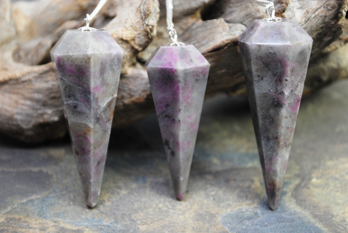 RUBY IN TOURMALINE QUARTZ PENDULUMS